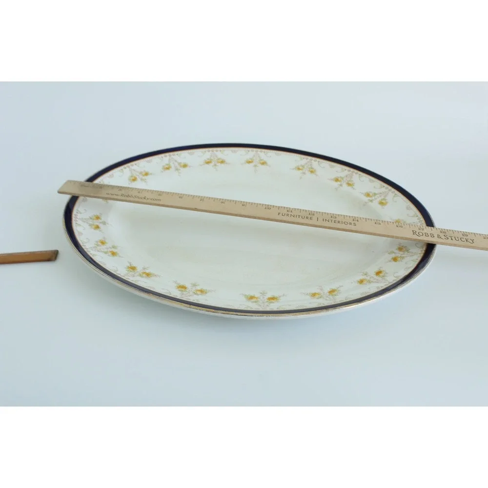 Burgess & Leigh Gem Oval Platter Ironstone Cobalt Blue Gold 17.5